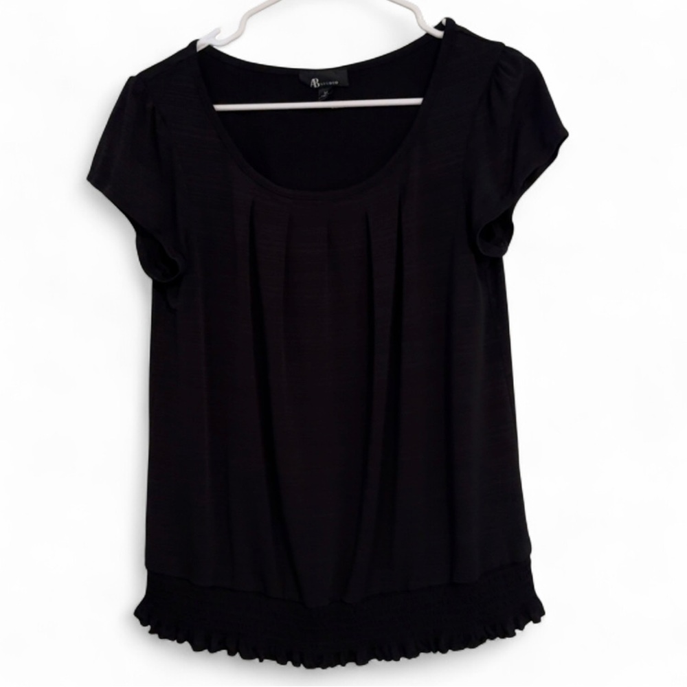 AB Studio Chic Black Blouse With Synched Bottom